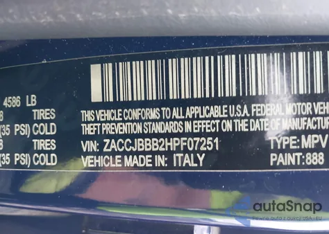 2017 Jeep Renegade Altitude 4X4 z USA, uszkodzony, nr VIN ZACCJBBB2HPF07251